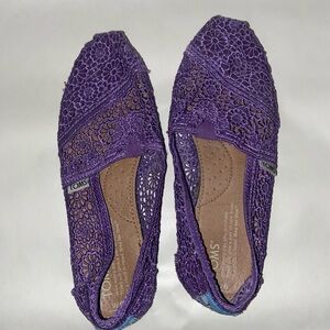 Toms Purple Classic Crochet Slip On Flats